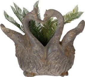 Šedý antik kvetináč zamilovaných labutí Swan Baroque - 49*27*37 cm