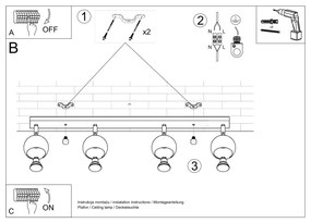 OCULARE 4L Stropné svetlo, biela SL.0441 - Sollux