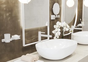 Hansgrohe AddStoris, kozmetické zrkadlo Ø188 mm, biela matná, HAN-41791700