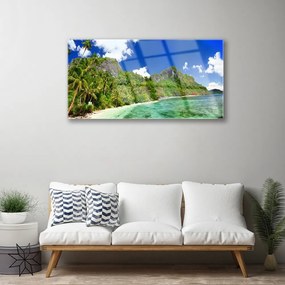 Obraz na skle Pláž hory príroda 100x50 cm