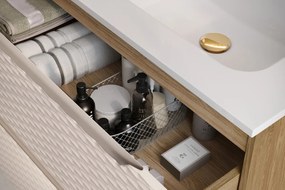 Závěsná skříňka Ocean I se zápustným umyvadlem 90 cm béžová/dub olejovaný
