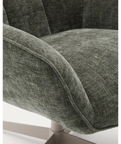 Otočné ženilkové kreslo sivozelené Teryl – Kave Home