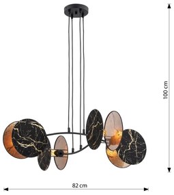 Luster na lanku MOTIF 4xE27/15W/230V čierna/zlatá