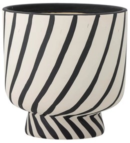 Bloomingville Terakotový obal na kvetináč Malena Black Stripes