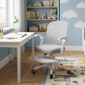 Detská otočná stolička Neoseat JUNI 008 s podnožou — látka, sivá