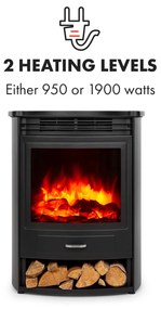 Klarstein Bormio S Smart, elektrický krb, 950/1900 W, termostat, týždenný časovač, čierny