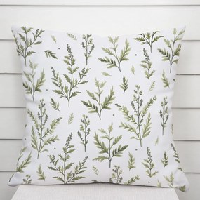 Biante Bavlnená obliečka na vankúš Sandra SA-718 Zelené vňate byliniek na bielom 60 x 60 cm