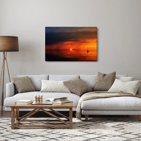 Obraz západu slnka s plachetnicou (90x60 cm)