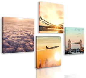Set obrazov vychádzajúce slnko nad Londýnom