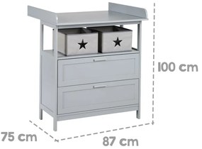 Sivá detská komoda s prebaľovacím pultom 87x100x75 cm Hamburg – Roba