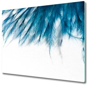 Sklenená doska na krájanie Modré perie 60x52 cm