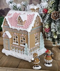 Hnedá svietiaca perníková chalúpka Gingerbread House - 13 * 10 * 16 cm / 3 * AAA