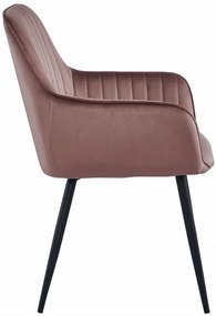 Jedálenská stolička SOLDEN zamatová ružová (čierne nohy)