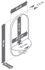 Nástenné zrkadlo s odkladacím priestorom a šatníkovou tyčou