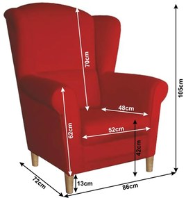 Kreslo ušiak Charlie červená. Vlastná spoľahlivá doprava až k Vám domov. 779047