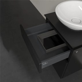 VILLEROY &amp; BOCH Legato závesná skrinka pod umývadlo na dosku (umývadlo v strede), 2 zásuvky, 450 x 500 x 550 mm, Black Matt Lacquer, B56600PD