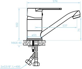 Kuchinox Luga, stojanková umývadlová batéria s pohyblivým výtokom, chrómová, LAV-BQL_026D