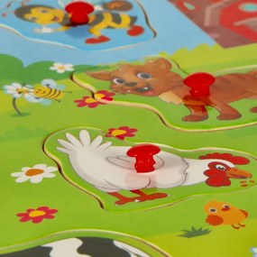 KIK Drevené puzzle zodpovedajúce tvarom farmy