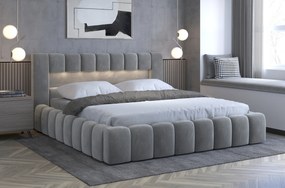 Manželská posteľ 140 cm Luxa (sivá) (s roštom, úl. priestorom a LED). Akcia -20%. Vlastná spoľahlivá doprava až k Vám domov. 1041558