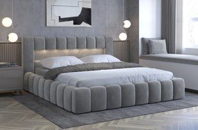 Manželská posteľ 180 cm Luxa (sivá) (s roštom, úl. priestorom a LED). Vlastná spoľahlivá doprava až k Vám domov. 1041576