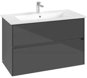 VILLEROY &amp; BOCH Collaro závesná skrinka pod umývadlo, 2 zásuvky, 961 x 480 x 610 mm, Glossy Grey, C14500FP