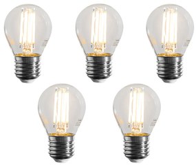 Sada 5 stmievateľných LED filamentových žiaroviek E27 G45 čírych 4W 470 lm 2700K