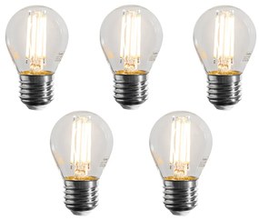 Sada 5 stmievateľných LED žiaroviek E27 Filament G45 číra 4W 470 lm 2700K