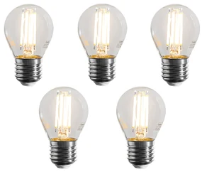 Sada 5 stmievateľných LED žiaroviek E27 Filament G45 číra 4W 470 lm 2700K