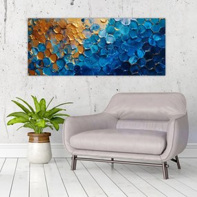 Obraz - Modrozlatá maľba (120x50 cm)