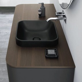 DURAVIT Happy D.2 Plus štvorcová umývadlová misa bez otvoru, bez prepadu, 400 x 400 mm, antracit matný, 2359401300