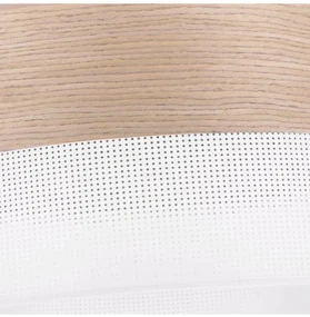 Závesné svietidlo Wood, 1x béžová dubová dýha/biele PVC tienidlo, (fi 40cm)