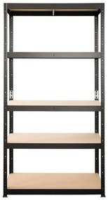 Kovový regál čierna 179x80x40 cm – 5 políc/200kg