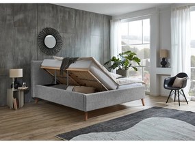 Svetlosivá čalúnená dvojlôžková posteľ s úložným priestorom s roštom 180x200 cm Riva – Meise Möbel