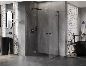 Mexen Lunar, L Duo sklápací sprchový kút 110 x 75 cm, 8mm číre sklo, profil grafit brúsený, 834L-110L-075P-66-00