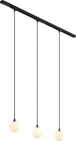 Modern railsysteem zwart met 3 hanglampen wit 1-fase - Iconic Perle