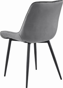 Set štyroch jedálenských stoličiek BERA zamatové tmavosivé / čierne nohy (4 ks)