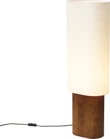 Japandi vloerlamp walnoot hout met stoffen kap 90cm - Lamel