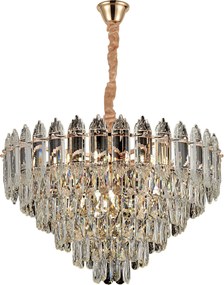 Toolight Toolight, krištáľové závesné svietidlo 50cm, 7xE14, G057-CP, zlatá, OSW-08991