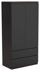 Šatní skriňa 90cm so 2 zásuvkami a vešiakom LUNE Wenge/Antracit