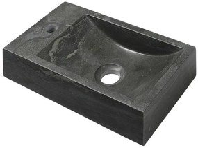 Sapho Sapho, BLOK kamenné umývadlo 40x10x22 cm, otvor vľavo, čierny Antracit, 2401-38
