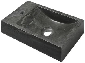 Sapho Sapho, BLOK kamenné umývadlo 40x10x22 cm, otvor vľavo, čierny Antracit, 2401-38