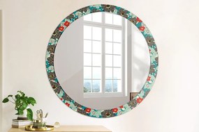 Okrúhle zrkadlo s potlačou Retro kvety vzor fi 100 cm