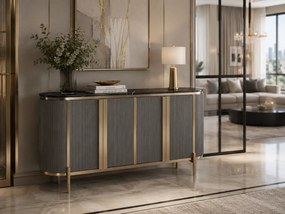 Komoda Stilig ST384 160 cm čierny mramor/grafit/zlatá
