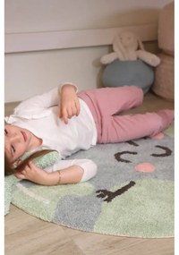 Modrý prateľný ručne tkaný bavlnený detský koberec ø100 cm Big Big World – Lorena Canals