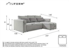 Sivá rozkladacia rohová pohovka (variabilná) Homely Tommy – Miuform