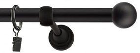 Dekorstudio Garniža jednoradová GUĽA čierna matná 19mm Dĺžka: 160cm, Typ uchytenia: Držiak otvorený, Typ príslušenstva: Krúžky tiché so štipcami