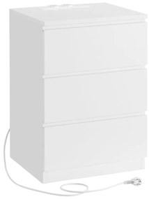 Vasagle Nočný stolík s funkciou nabíjania ZION, 35x40x59cm, biela