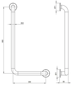 Deante Deante, nástenný držiak 371x671 mm, ľavý, chrómová, DEA-NIL_0L1D