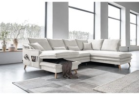 Béžová rozkladacia rohová pohovka (pravý roh/do tvaru "U") Charming Charlie – Miuform