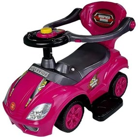 LEAN CARS Detské odrážadlo s vodiacou tyčou Mega Car 3v1, ružové